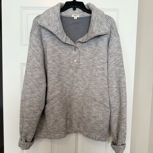 Dylan Light Gray Ribbed Knit Sweater Top